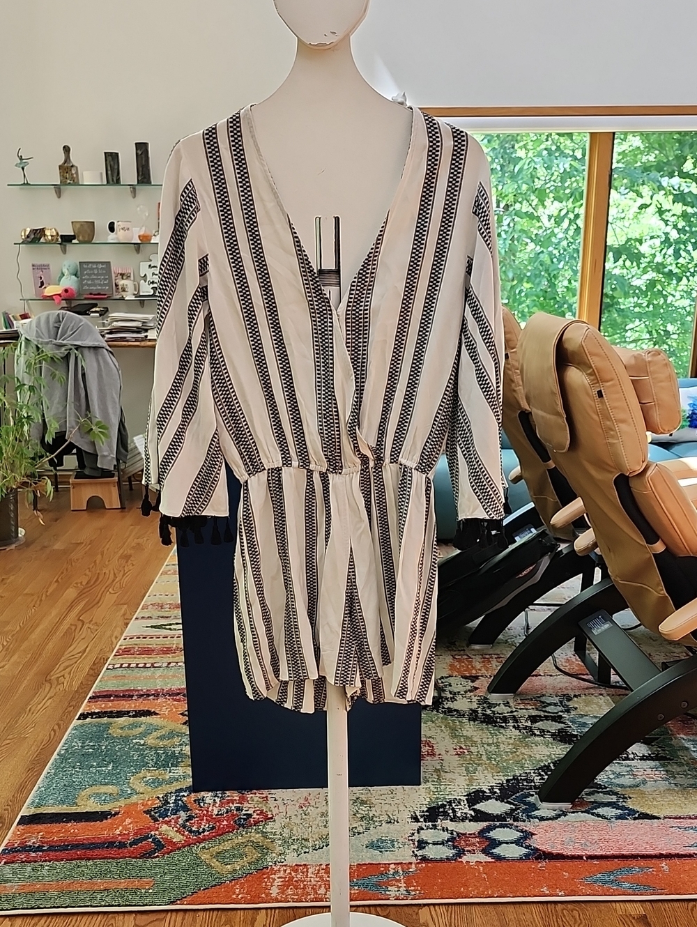 Seafolly White and Black Striped Romper Cover-up